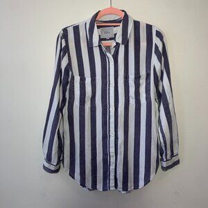 RAILS Stripe Button Down Shirt Blue & White Quiet Luxury XS